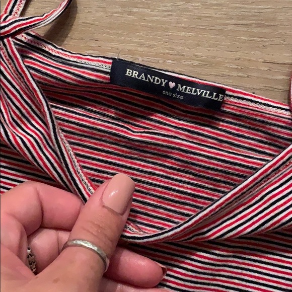 Red and Black Striped Brandy Melville Crop Top - Picture 4 of 4